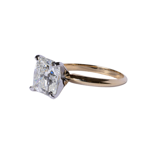 14k Yellow Gold 3.35ct Cushion Cut Diamond Solitaire Engagement Ring