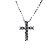 18k White Gold Asscher Cut Diamond Cross Necklace - .54cttw