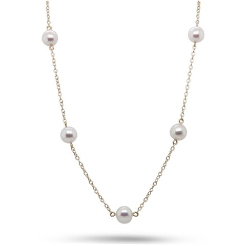 Mikimoto 18k Yellow Gold Chain Pearl Necklace