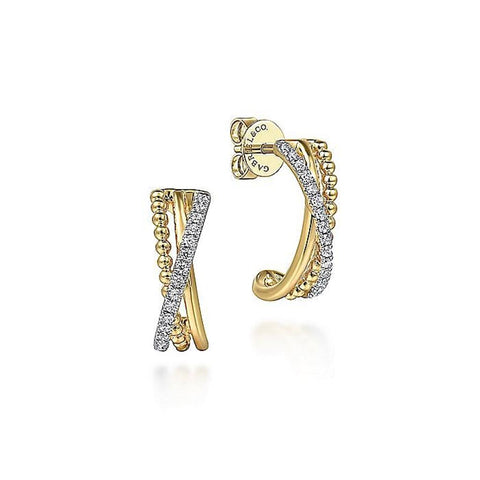 Gabriel & Co. 14k Yellow Gold Diamond Bujukan J Earrings