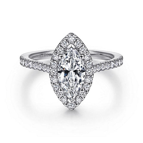 Gabriel & Co 14K White Gold Marquise Halo Diamond Engagement Setting
