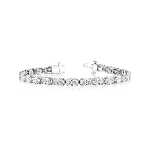 Platinum Oval Cut Diamond Tennis Bracelet - 13.07cttw
