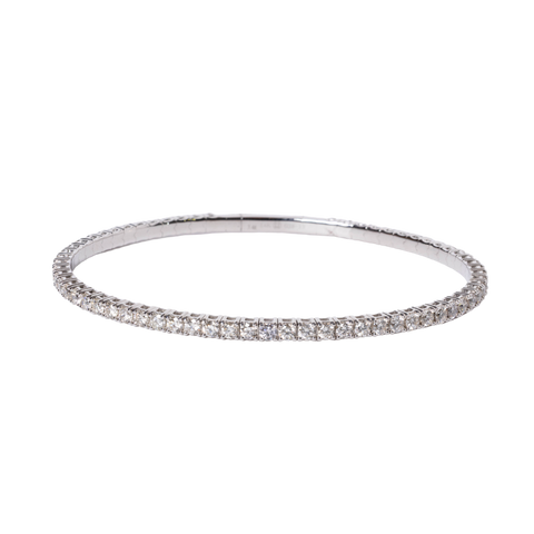 14k White Gold Diamond Flexible Bangle Bracelet - 2.98cttw