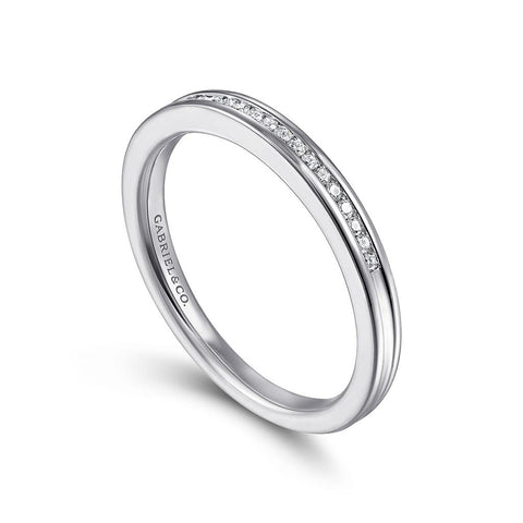Gabriel & Co. 14K White Gold Channel Set Diamond Wedding Band - 0.11cttw