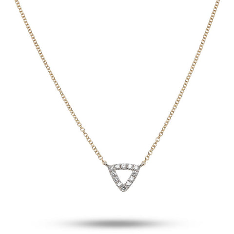 14k Two-Tone Diamond Triangular Necklace
