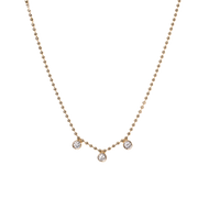 14k Yellow Gold Bezel Set Diamond Beaded Chain Necklace - .32cttw