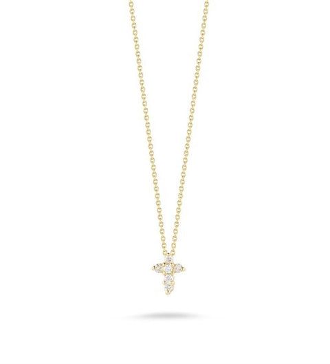 Roberto Coin 18k Yellow Gold Baby Diamond Cross Necklace - .11cttw
