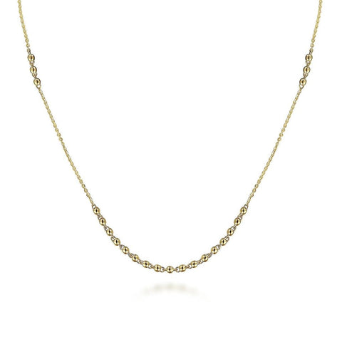 Gabriel & Co 18 Inch 14K Yellow Gold Beaded Station Necklace