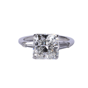 Platinum 5.03ct Radiant & Tapered Baguette Three-Stone Diamond Engagement Ring