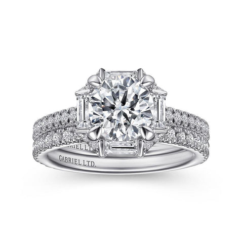 Gabriel & Co. Ryland - 18k White Gold Octagonal Halo Round Diamond Engagement Setting