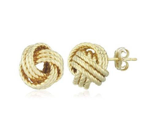 14k Yellow Gold Love Knot Stud Earrings