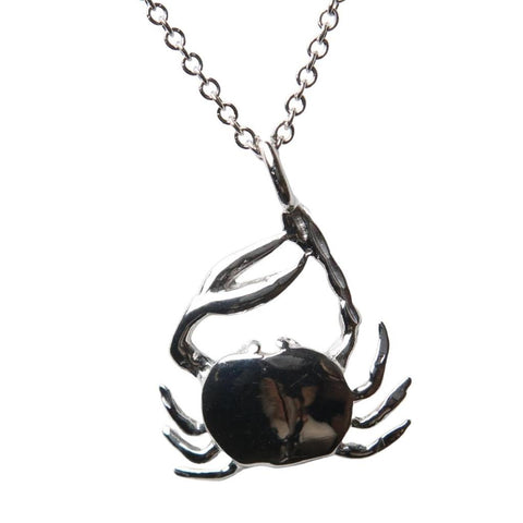White Gold Crab Pendant Necklace