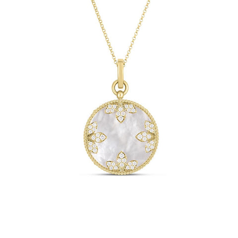 Roberto Coin 18k Yellow Gold Medallion Charms Diamond & Mother Of Pearl Necklace