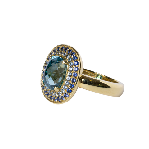 Lauren K. 18k Yellow Gold Blue Zircon & Blue Sapphire Ring