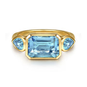 Gabriel & Co. 14k Yellow Gold Bezel Set Blue Topaz Ring - 4.95cttw
