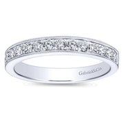 Gabriel & Co. 14K White Gold Micro Pave Channel Diamond Wedding Band with Milgrain - 0.51cttw