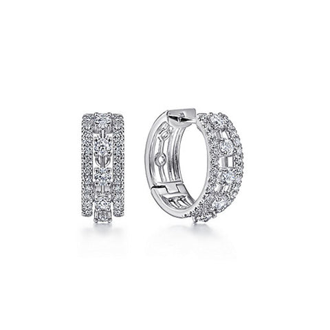 Gabriel & Co 14K White Gold 15mm Diamond Hoop Earrings - .96cttw