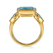 Gabriel & Co. 14k Yellow Gold Bezel Set Blue Topaz Ring - 4.95cttw