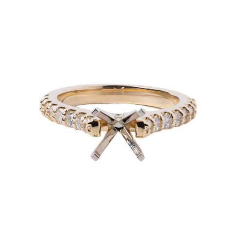 14k Yellow Gold Prong Set Diamond Engagement Ring Moutning - .56cttw