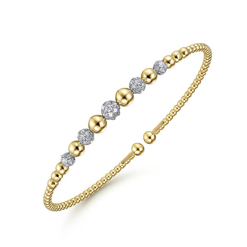 Gabriel & Co. 14K Yellow-White Gold Bujukan Diamond Stations Bangle