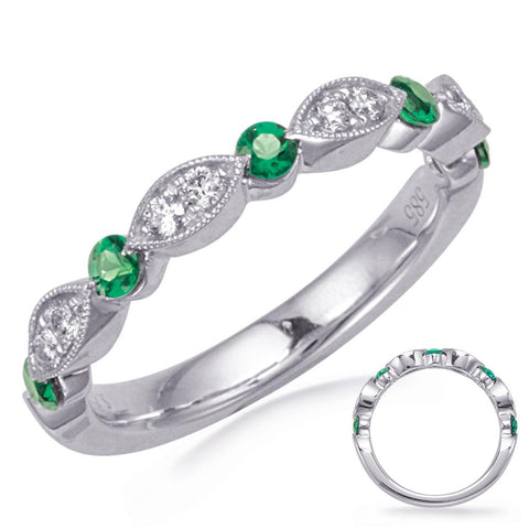 Alternating Diamond and Emerald Ring