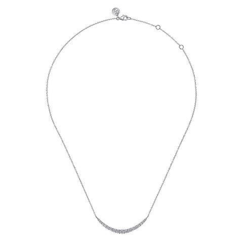 Gabriel & Co 14k White Gold Curved Diamond Bar Necklace - 1.05cttw