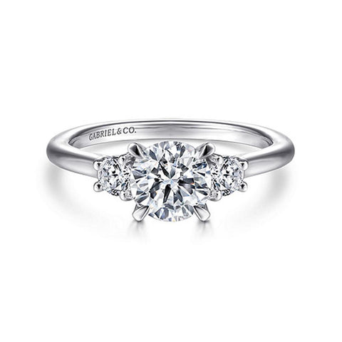 Gabriel & Co 14K White Gold Round 3 Stone Diamond Engagement Setting