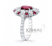18k White Gold 3.01ct Oval Cut Ruby & Diamond Ring