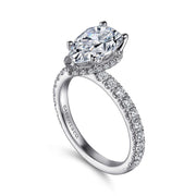 Gabriel & Co. Alina - 14K White Gold Hidden Halo Pear Shape Diamond Engagement Setting