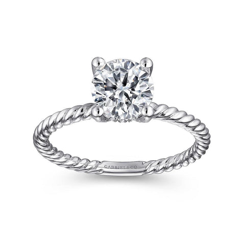 Gabriel & Co Bobbi - 14K White Gold Round Diamond Engagement Ring