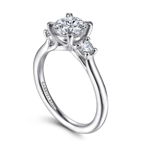 Gabriel & Co 14K White Gold Round 3 Stone Diamond Engagement Setting