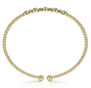 Gabriel & Co. 14k Yellow Gold Bujukan Bangle with 5 Diamond Stations - .39cttw