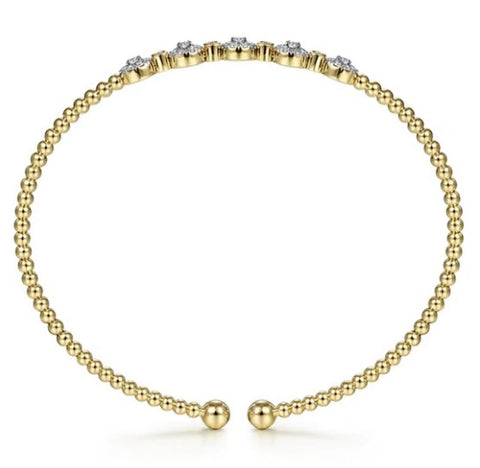 Gabriel & Co. 14k Yellow Gold Bujukan Bangle with 5 Diamond Stations - .39cttw