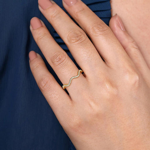 Gabriel & Co. 14K Yellow Gold Diamond Wave Stackable Ring