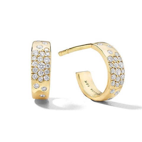 Ippolita Stardust Huggie Hoop Earrings in 18K Gold with Diamonds