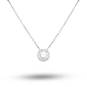18k White Gold Bezel Set Diamond Necklace - .72ct