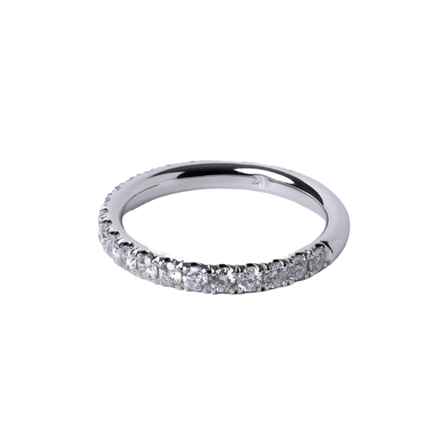 14k White Gold Shared Prong Diamond band - .87cttw