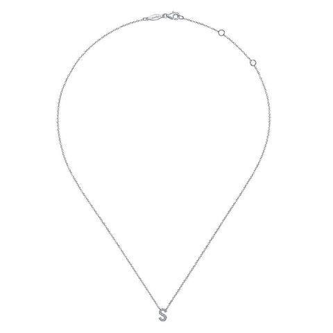 Gabriel & Co. 14k White Gold Diamond "S" Initial Necklace