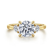 Gabriel & Co. 14k Yellow Gold 3-Stone Engagement Ring Mounting - .34cttw