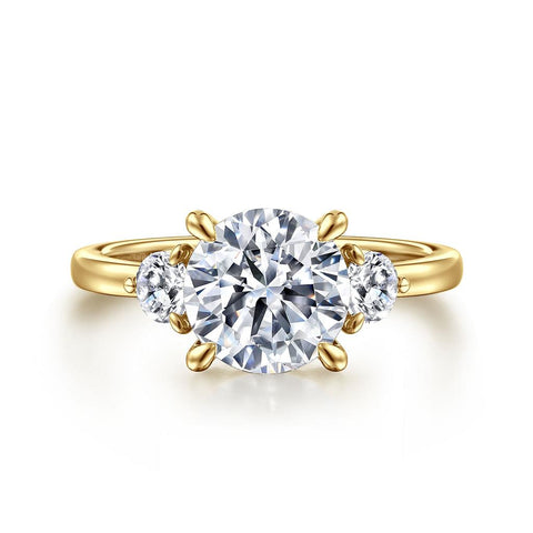 Gabriel & Co. 14k Yellow Gold 3-Stone Engagement Ring Mounting - .34cttw