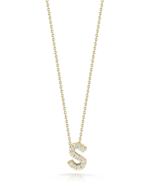 Roberto Coin 18k Yellow Gold & Diamond Loveletter "S" Necklace - .05cttw