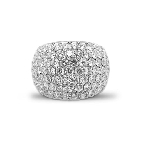 14k White Gold Domed Pave Diamond Band