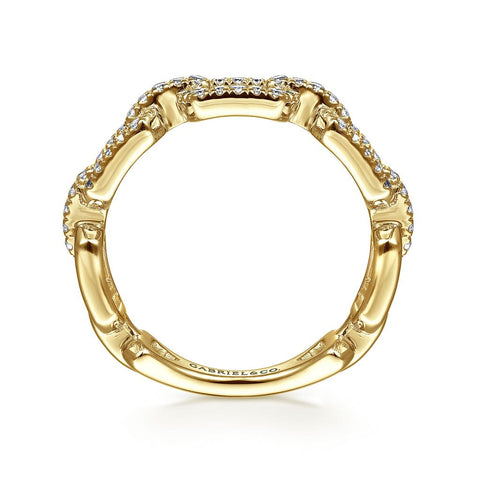 Gabriel & Co 14K Yellow Gold Pavé Diamond Chain Link Ring Band - .35cttw