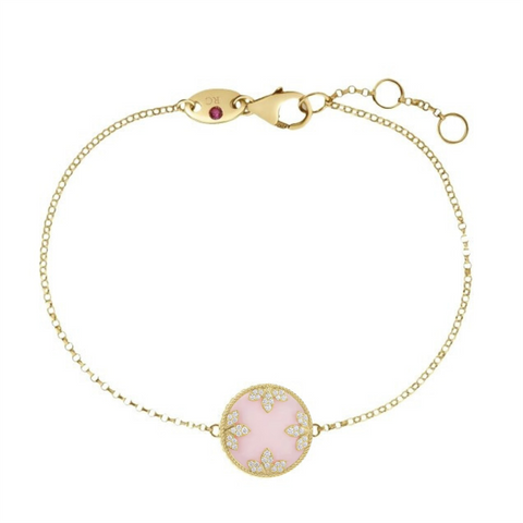 Roberto Coin 18k Yellow Gold Pink Opal, Mother-of-Pearl & Diamond Venetian Medallion Bracelet