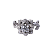 14k White Gold & Diamond Flower-Shaped Ring