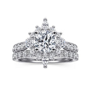 Gabriel & Co Astor - Unique 14K White Gold Round Halo Diamond Engagement Ring