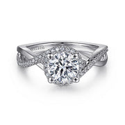 Gabriel & Co Courtney - 14K White Gold Round Halo Diamond Engagement Ring