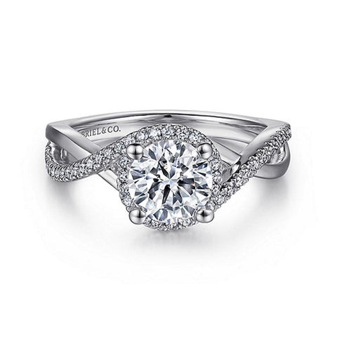 Gabriel & Co Courtney - 14K White Gold Round Halo Diamond Engagement Ring