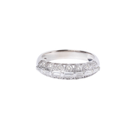 14k White Gold Baguette & Round Diamond Wedding band - .43cttw