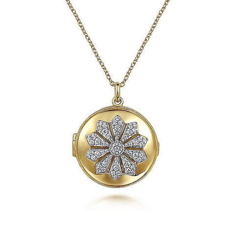 Gabriel & Co. 14k Yellow Gold Diamond Locket Necklace - .74cttw